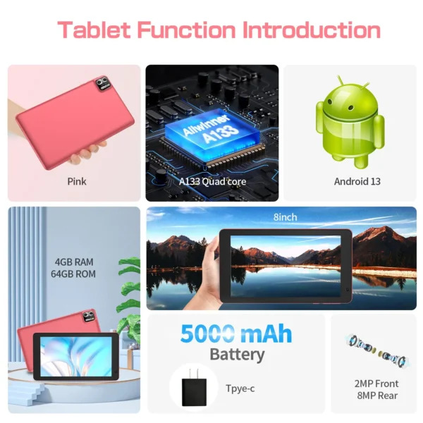 PRITOM 8 Inch Tablet Android 13, 8GB(4+4 Expand) RAM 64GB ROM - Image 5