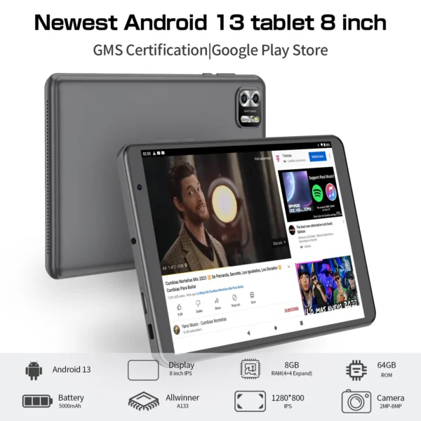 PRITOM 8 Inch Tablet Android 13, 8GB(4+4 Expand) RAM 64GB ROM - Image 4