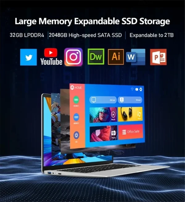 Leno 15.6'' Office Laptop 32GB DDR4 1024GB SSD Windows 11 N5095 - Image 6