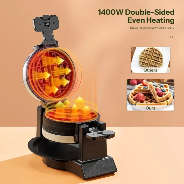 4-Slice Belgian Waffle Maker, 3 Browning Levels with Nonstick - Image 2