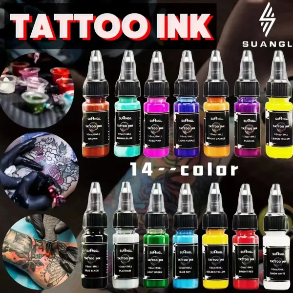 7/14 color SUANGL-tattoo ink set, 0.5oz (15ml)