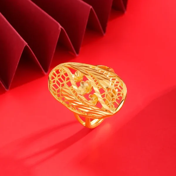 14 K Gold Color Hollow Exaggerated Rings for Women Birthday - Image 3