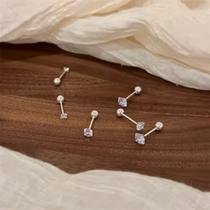 S925 Silver Needle Shining Zircon Ear Bone Earrings for Women Girls