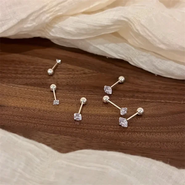 S925 Silver Needle Shining Zircon Ear Bone Earrings for Women Girls