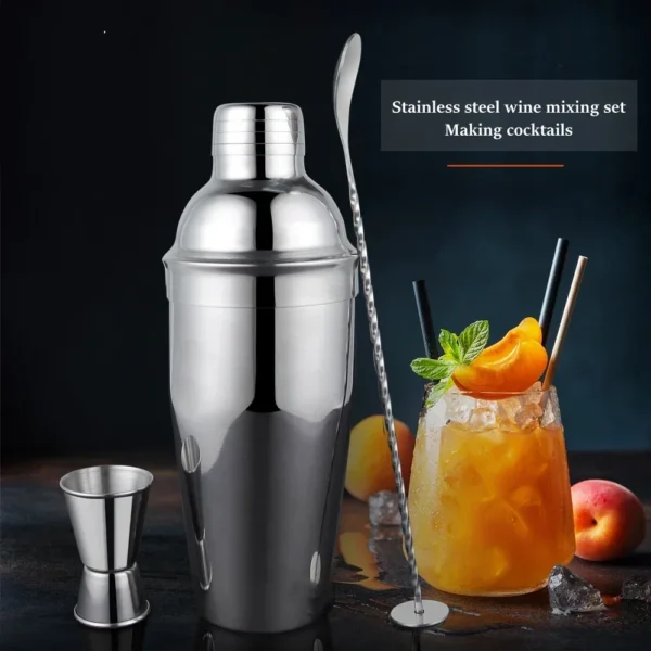 Stainless Steel Cocktail Shaker Set Professional Bartender Tools Set - Image 3