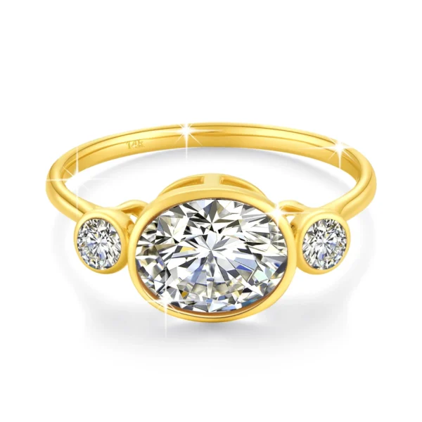 100% Real 14k Gold Moissanite Ring Oval 2carat 7*9mm Stone