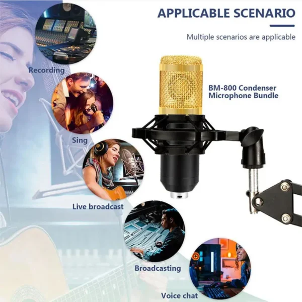 Podcast Equipment Bundle with BM800 Microphone V8 Sound Card - Image 5
