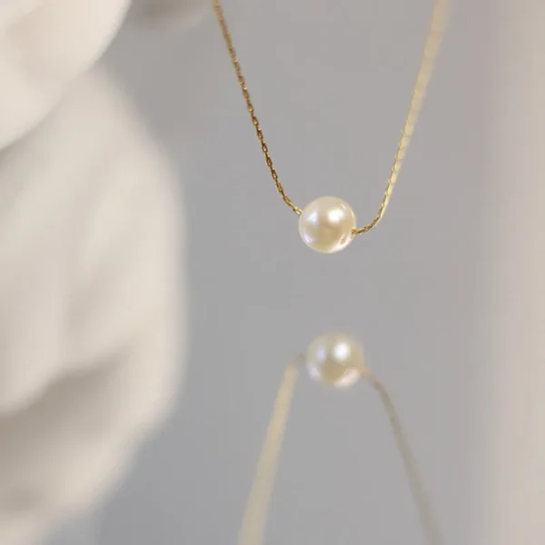 Simple Temperament One Pearl Necklace Short Chain for Women - Image 6