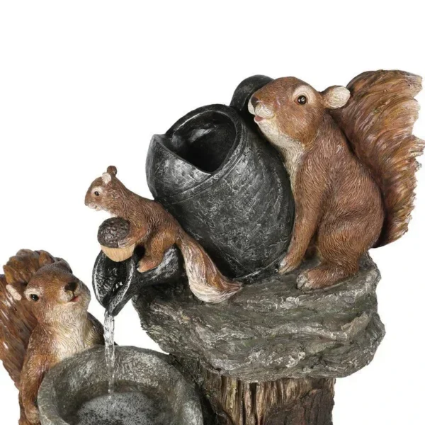 E2 Duck Solar Power Squirrel Resin Patio Fountain Garden Design - Image 4
