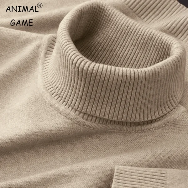 New Mens Knitted Sweaters Solid Color Turtleneck