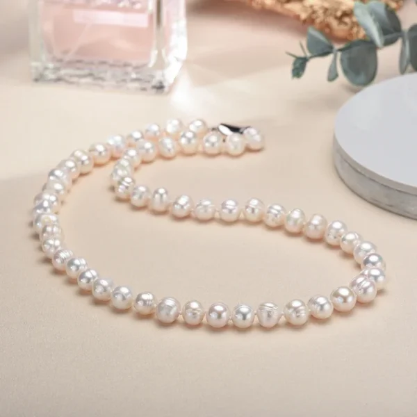 New Hot Real White Freshwater Cultured Pearl Necklaces for Women - Image 3