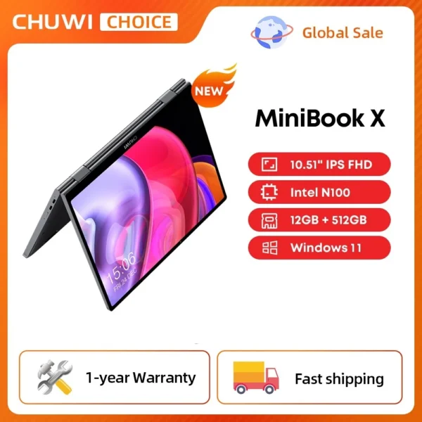 CHUWI MiniBook X Laptop Tablet 2 In 1 Intel N100 /N5100 10.51" FHD IPS Screen
