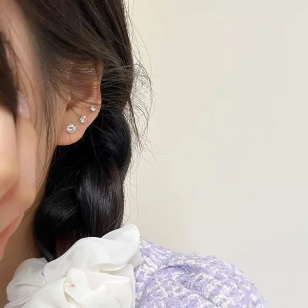 S925 Silver Needle Shining Zircon Ear Bone Earrings for Women Girls - Image 2