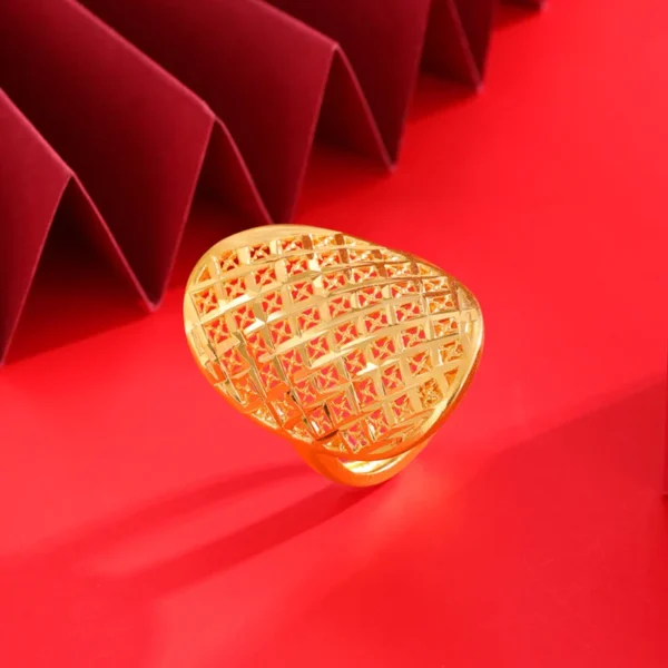 14 K Gold Color Hollow Exaggerated Rings for Women Birthday