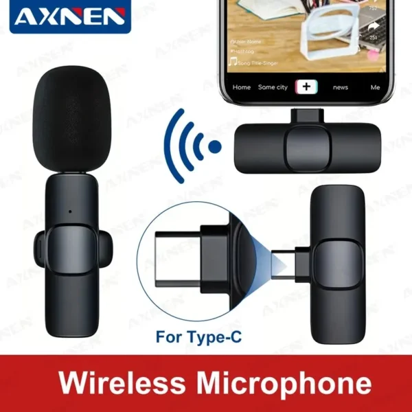 Type C Wireless Lavalier Microphone, Portable Audio Video Recording