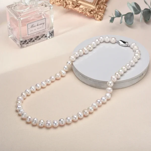 New Hot Real White Freshwater Cultured Pearl Necklaces for Women - Image 2