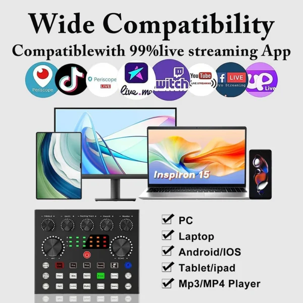 Podcast Equipment Bundle with BM800 Microphone V8 Sound Card - Image 3