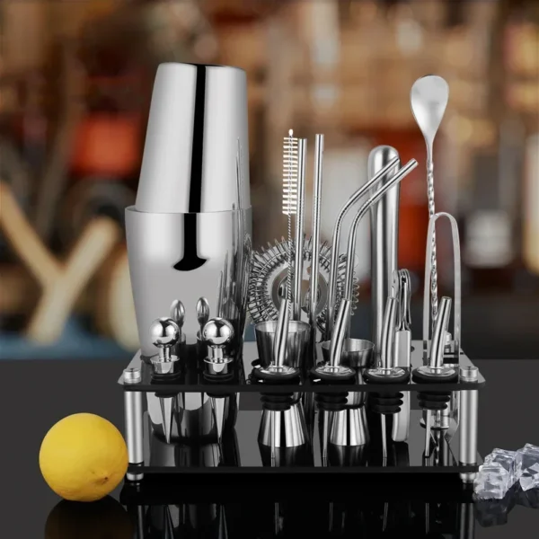 Stainless Steel Cocktail Shaker Set Professional Bartender Tools Set - Image 2