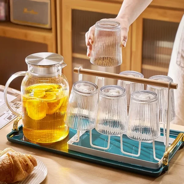1.6L Heat Resistant Glass Cold Water Kettle And Cups Transparent - Image 4