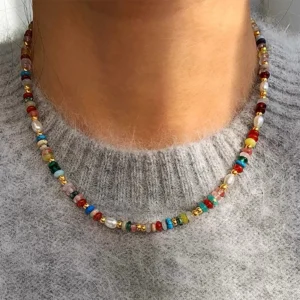 PAPERPLUS | Agate Pearl Necklace for Women.316L Stainless Steel.