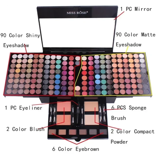 Miss Rose Makeup Case Set Kit-Ultimate Color Combination-Holiday