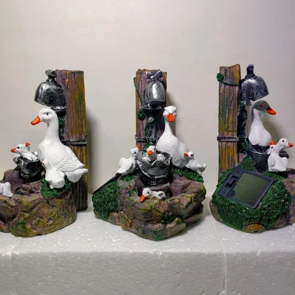 E2 Duck Solar Power Squirrel Resin Patio Fountain Garden Design - Image 3