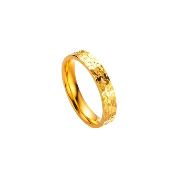9999 24K Real Gold Three Sided Broken Ice Pattern Ring - Image 5