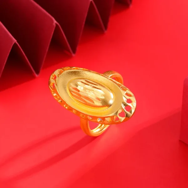 14 K Gold Color Hollow Exaggerated Rings for Women Birthday - Image 5