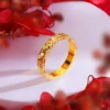 9999 24K Real Gold Three Sided Broken Ice Pattern Ring