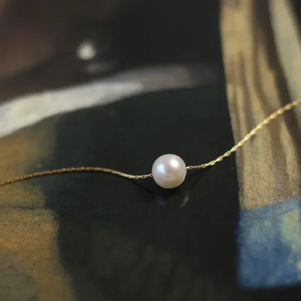 Simple Temperament One Pearl Necklace Short Chain for Women - Image 5