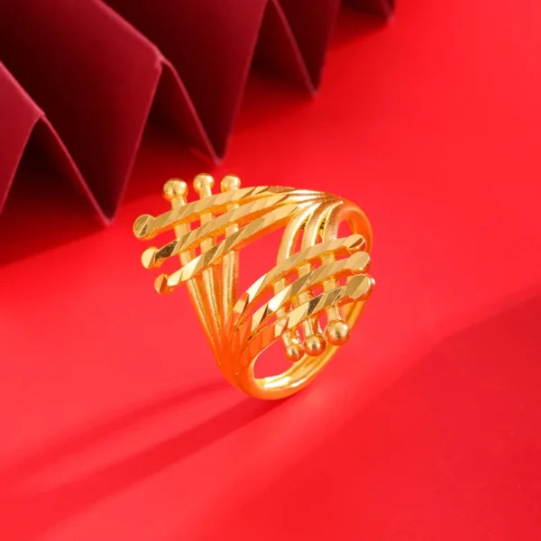 14 K Gold Color Hollow Exaggerated Rings for Women Birthday - Image 4