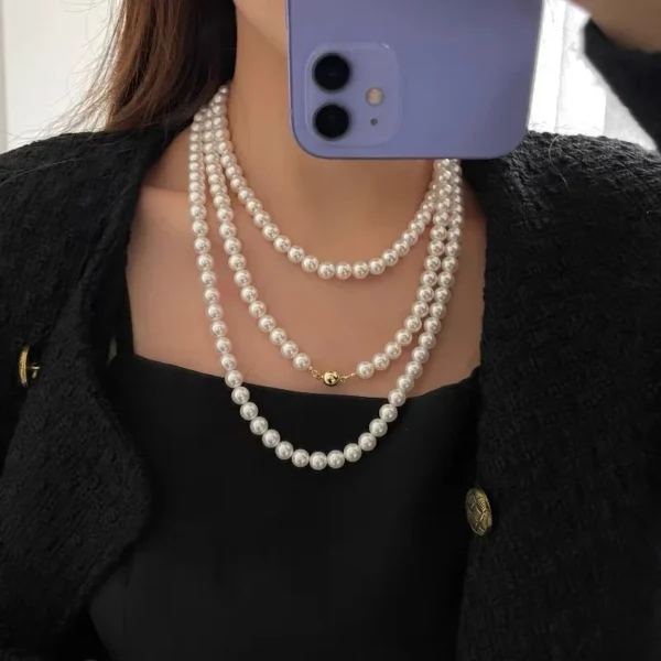 New Fashionable Style Multi-layer Layered Pearl Necklace - Image 3