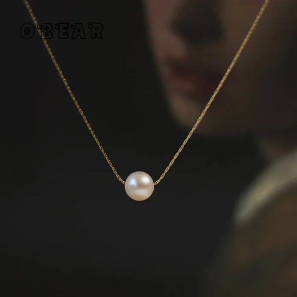Simple Temperament One Pearl Necklace Short Chain for Women